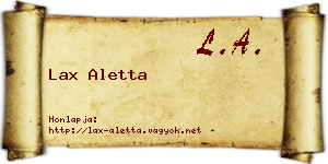 Lax Aletta névjegykártya